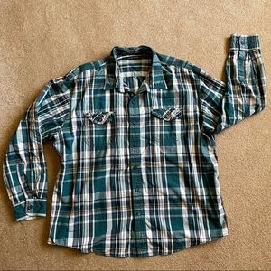 Men’s Bass Blue Green Plaid Shirt XXL